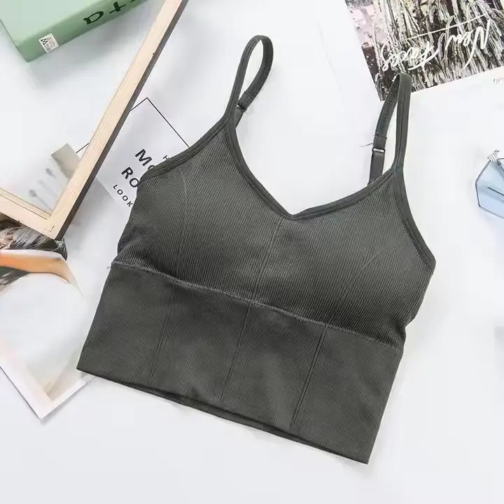 U-Shaped Back Sports Bra with High Elasticity and Detachable Padding - The Luissa