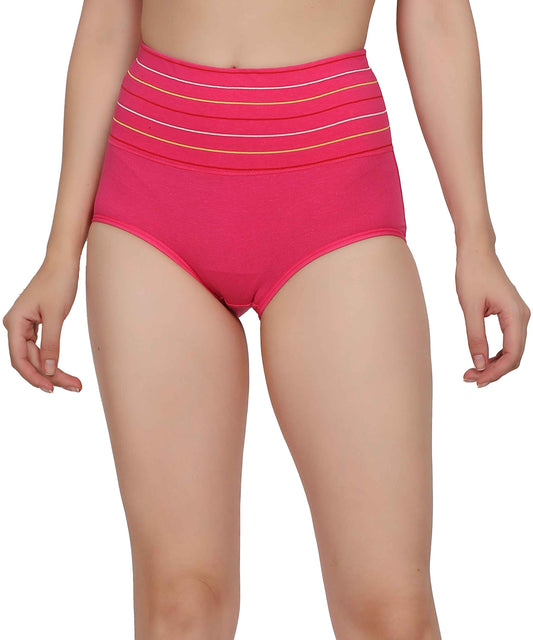 High-Waisted Pure Cotton Striped Shapewear Panties (PACK OF 2) - The Luissa