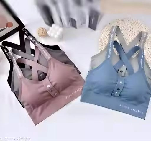 Nylon Spandex Square Support Patchwork Sports Bra - The Luissa