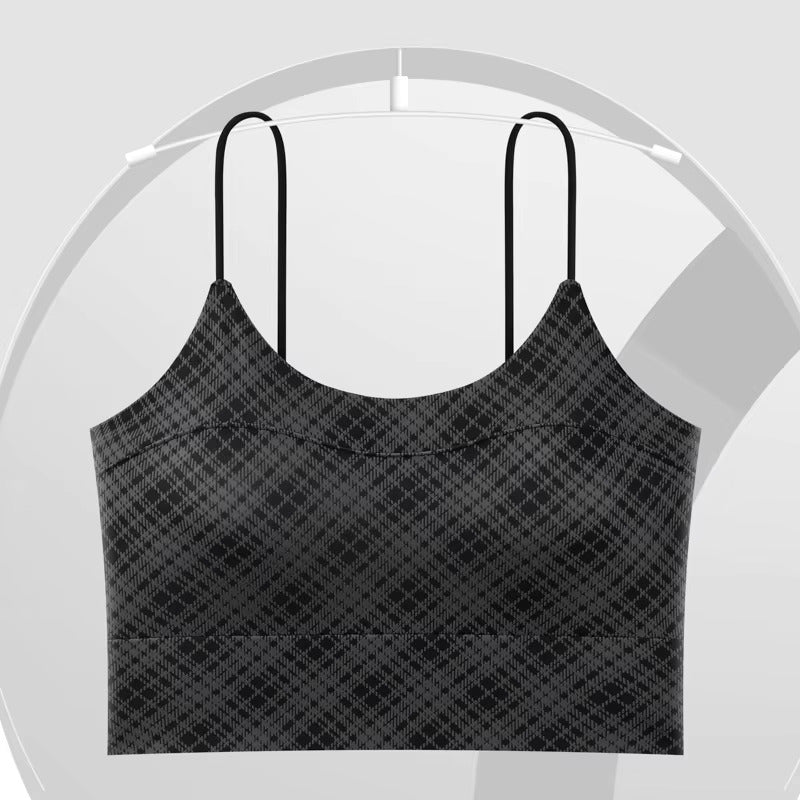 Fashionable Plaid Wireless Halter Bra - The Luissa