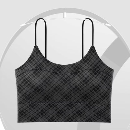 Fashionable Plaid Wireless Halter Bra - The Luissa