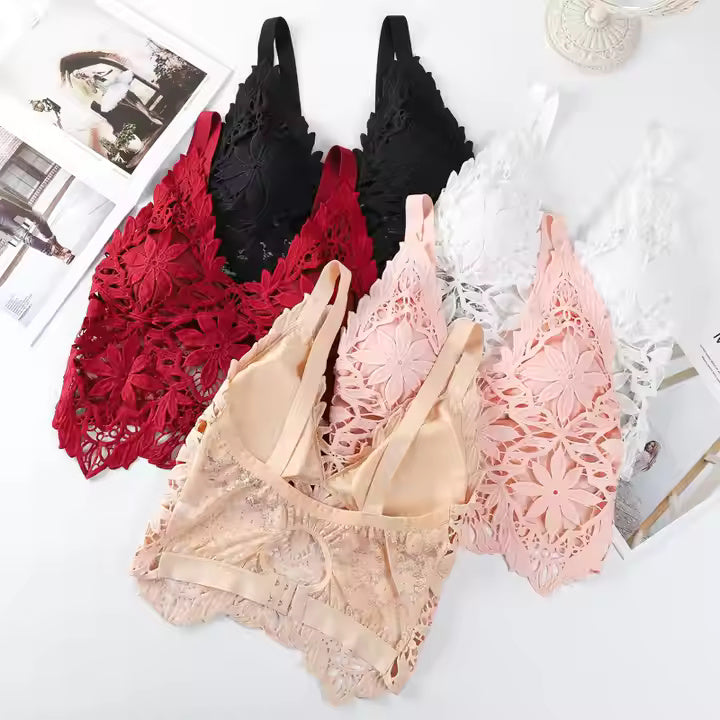 Tube Top Wireless Lace Bralette, High Elasticity, Push-Up - The Luissa