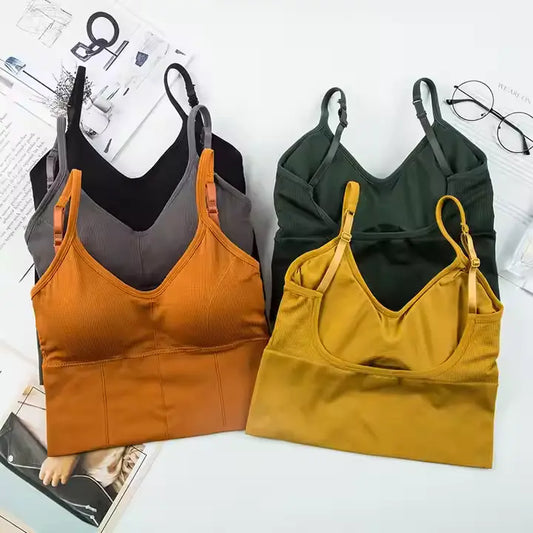 U-Shaped Back Sports Bra with High Elasticity and Detachable Padding