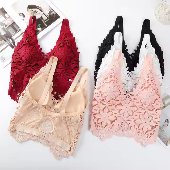 Tube Top Wireless Lace Bralette, High Elasticity, Push-Up - The Luissa