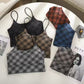 Fashionable Plaid Wireless Halter Bra - The Luissa