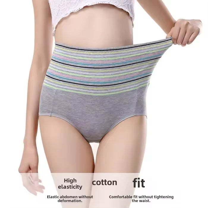 High-Waisted Pure Cotton Striped Shapewear Panties (PACK OF 2) - The Luissa