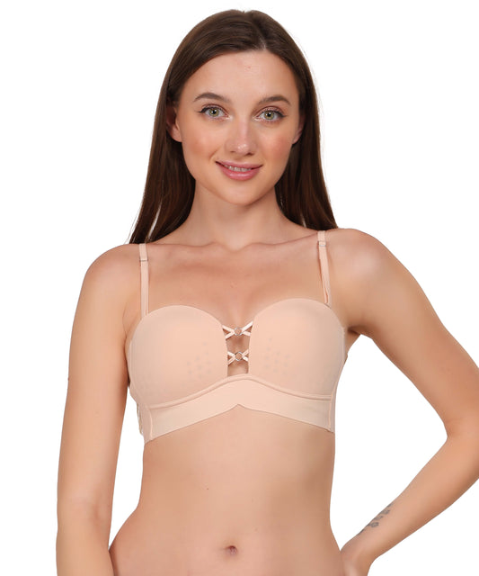 Seamless Strapless Push-Up Bra – Front Buckle, Breathable & Wire-Free Comfort