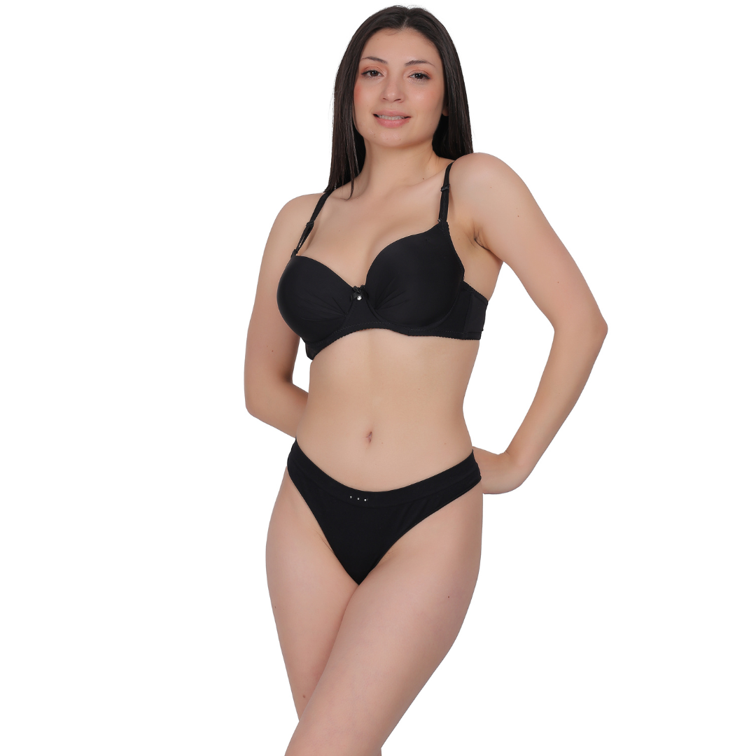 Solid Color Push-Up Bra with Padded Double Foam Design - The Luissa
