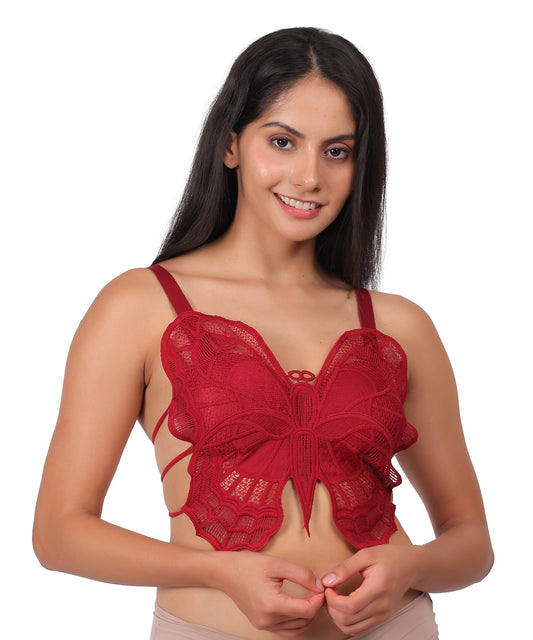 Embroidered Butterfly Wrap Bra – Elegant Lace Lingerie for Women