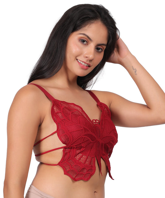 Embroidered Butterfly Wrap Bra – Elegant Lace Lingerie for Women