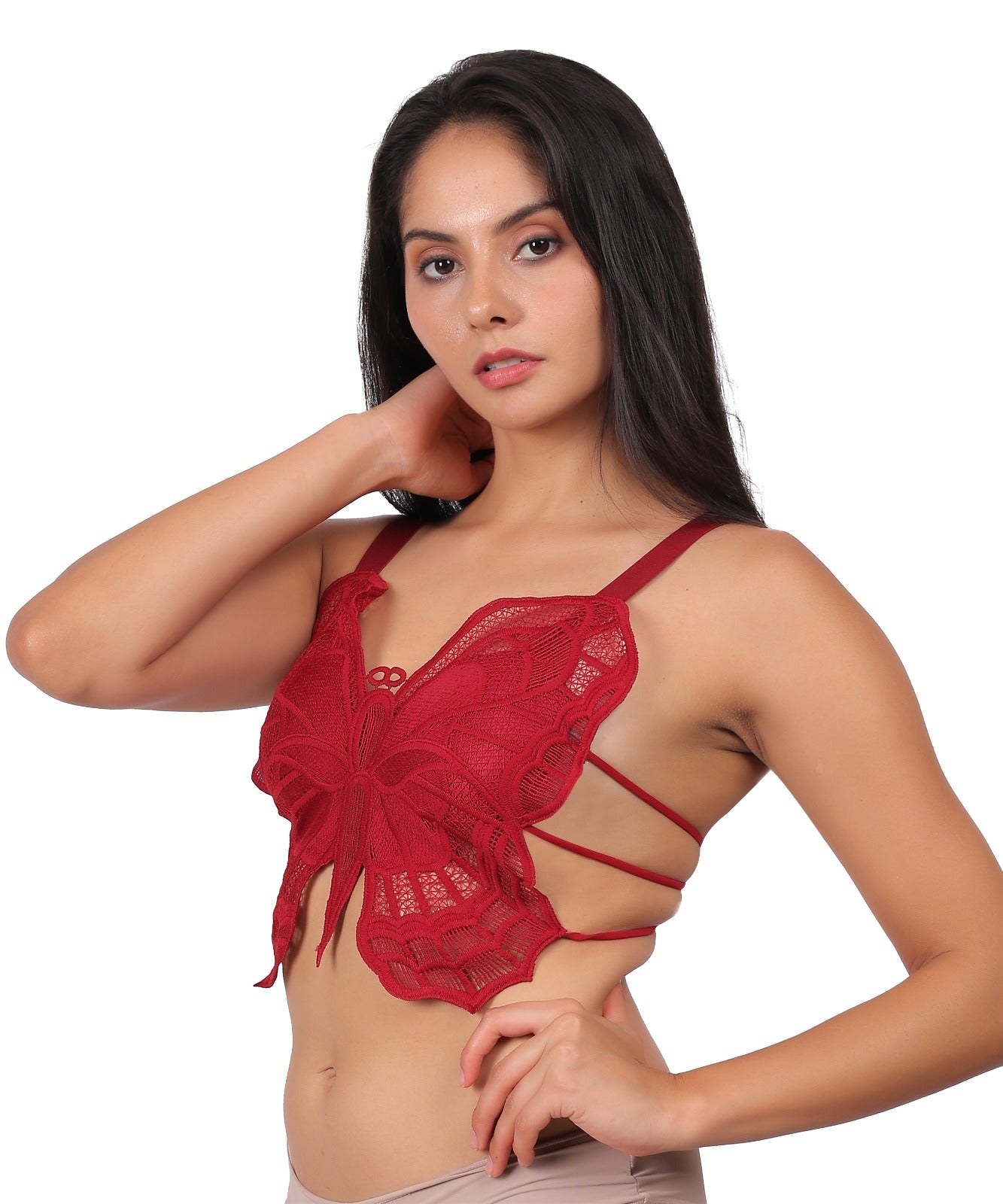 Embroidered Butterfly Wrap Bra Elegant Lace Lingerie