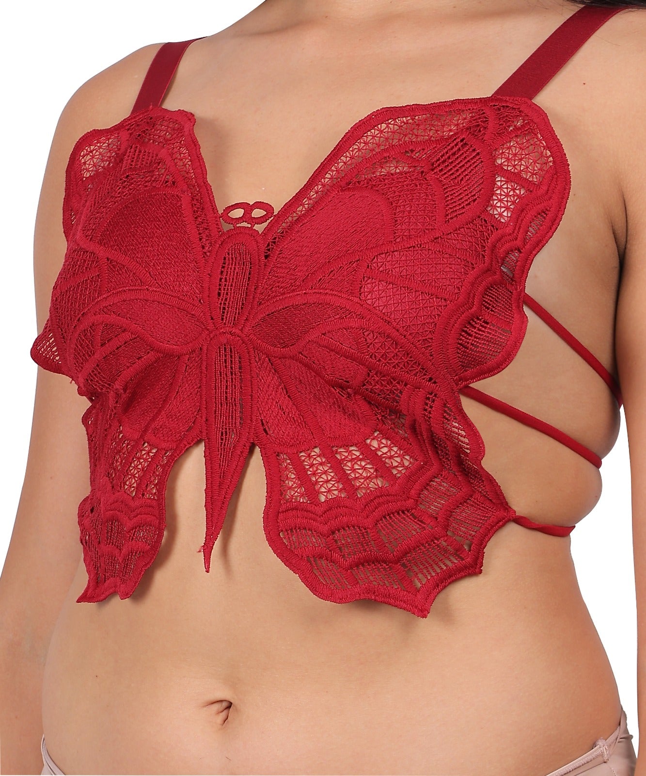 Embroidered Butterfly Wrap Bra Elegant Lace Lingerie